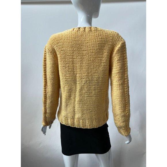 Yellow Large Stitch Knit Vintage Sweater size Medium - Picture 4 of 15